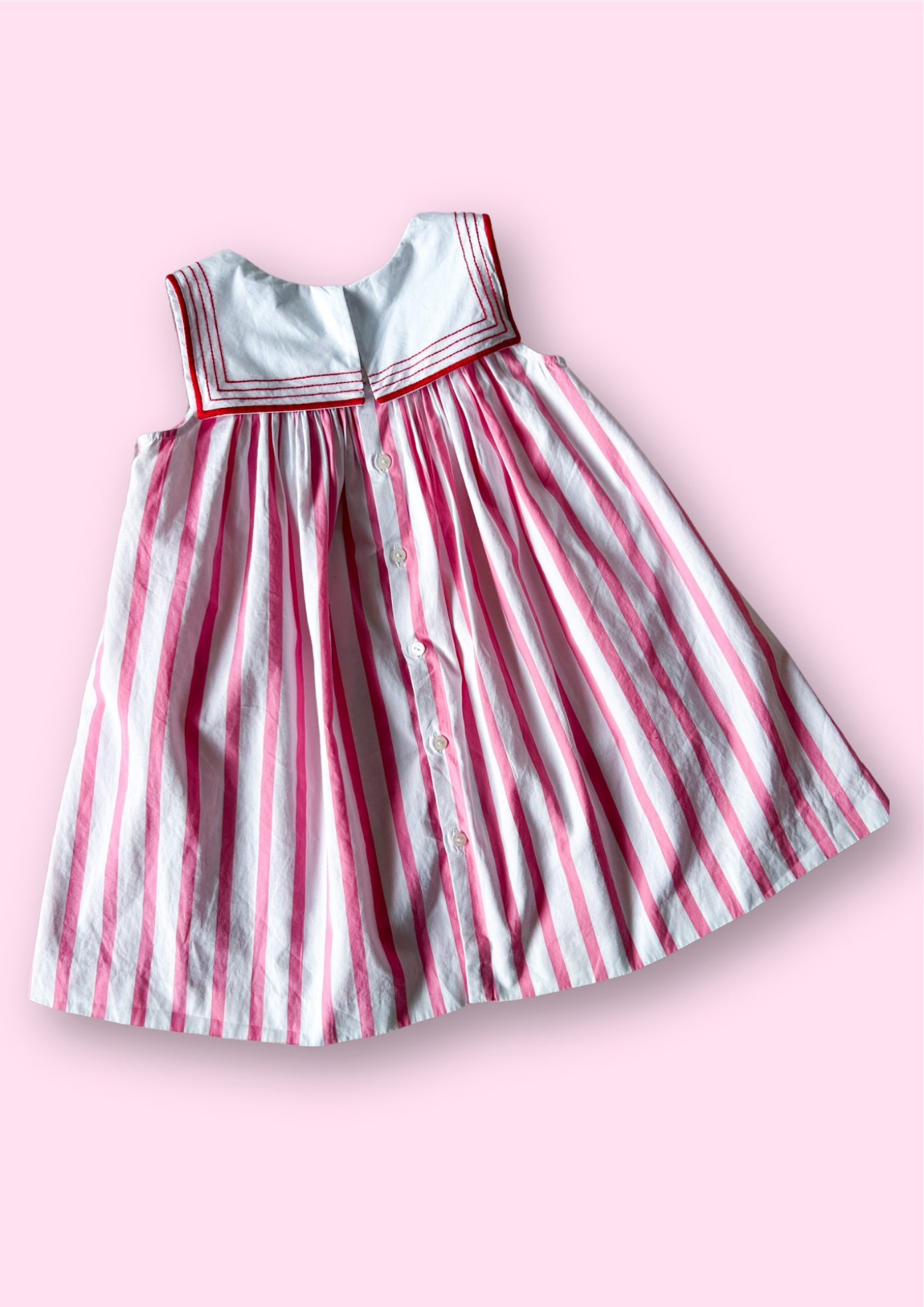 Vintage Stripe Sailor Collar Dress, approx 2-3 years
