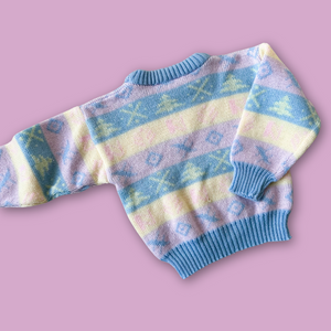 Vintage Pastel Knit Jumper, approx 12-18+ months