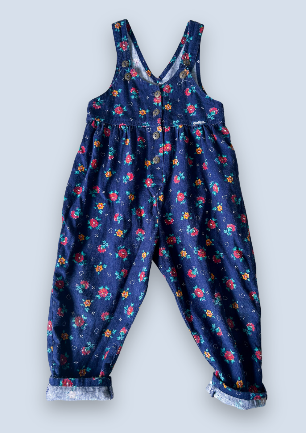 Vintage OshKosh Navy Floral Dungarees, approx 3-4 years