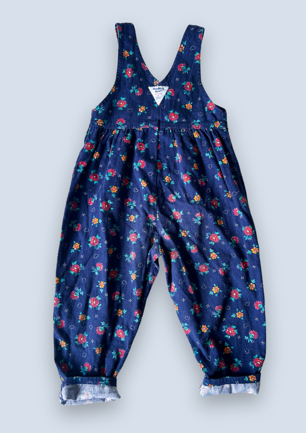 Vintage OshKosh Navy Floral Dungarees, approx 3-4 years