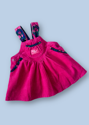 Vintage OshKosh Pink & Floral Print  Dress, approx 12 months