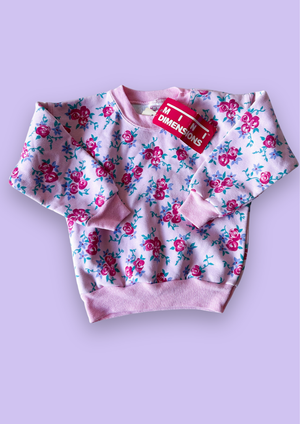 Vintage Pink Floral Sweatshirt, approx 2-3 years