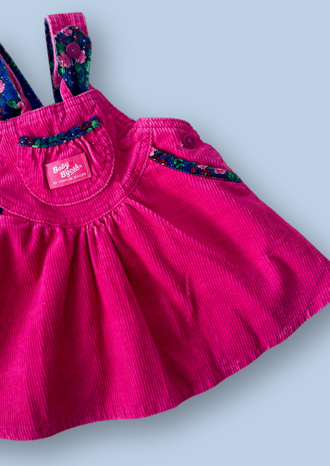 Vintage OshKosh Pink & Floral Print  Dress, approx 12 months