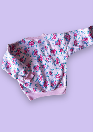 Vintage Pink Floral Sweatshirt, approx 2-3 years