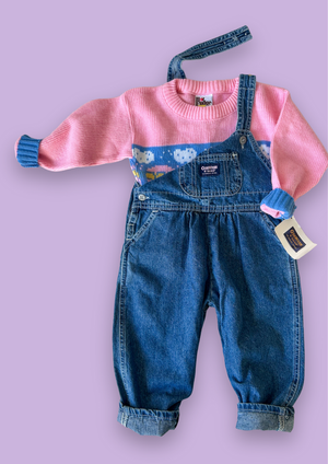 Vintage OshKosh Bubble Fit Denim Dungarees, approx 2 years