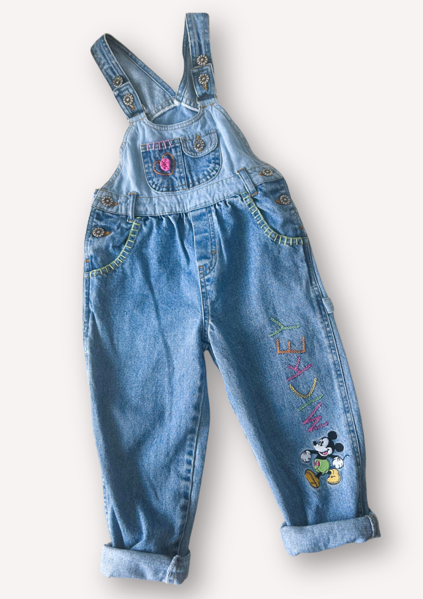 Vintage Mickey Mouse Dungarees, approx 3-4+ years