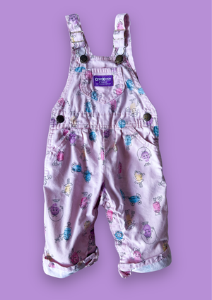 Vintage OshKosh Happy Thumb Print Dungarees, approx 6-12m