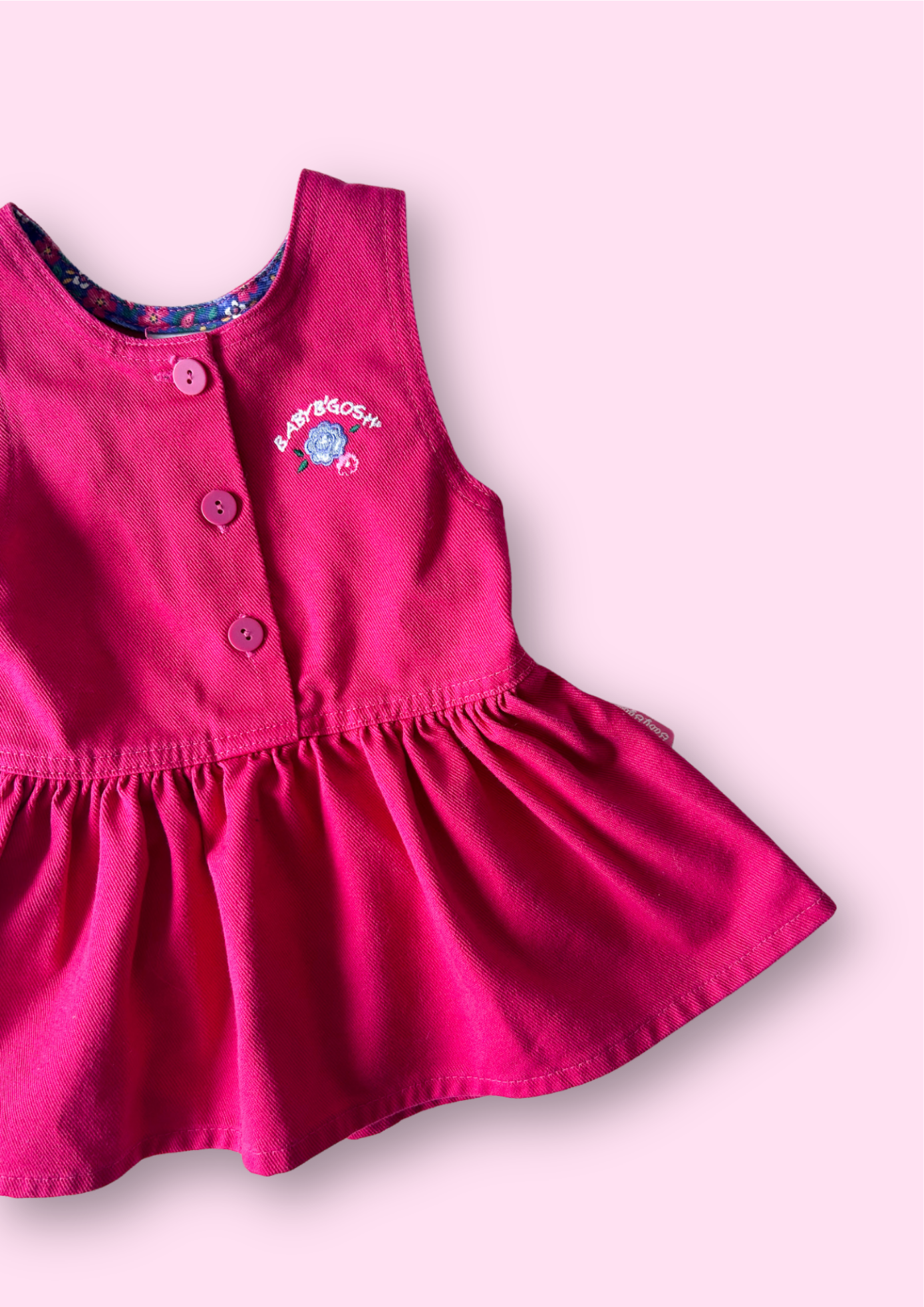 Vintage OshKosh Raspberry Pink Dress, approx 12 months