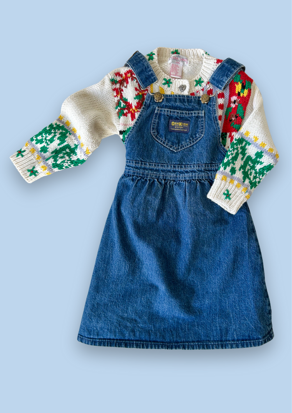 Vintage OshKosh Dungaree Style Dress, approx 6 years