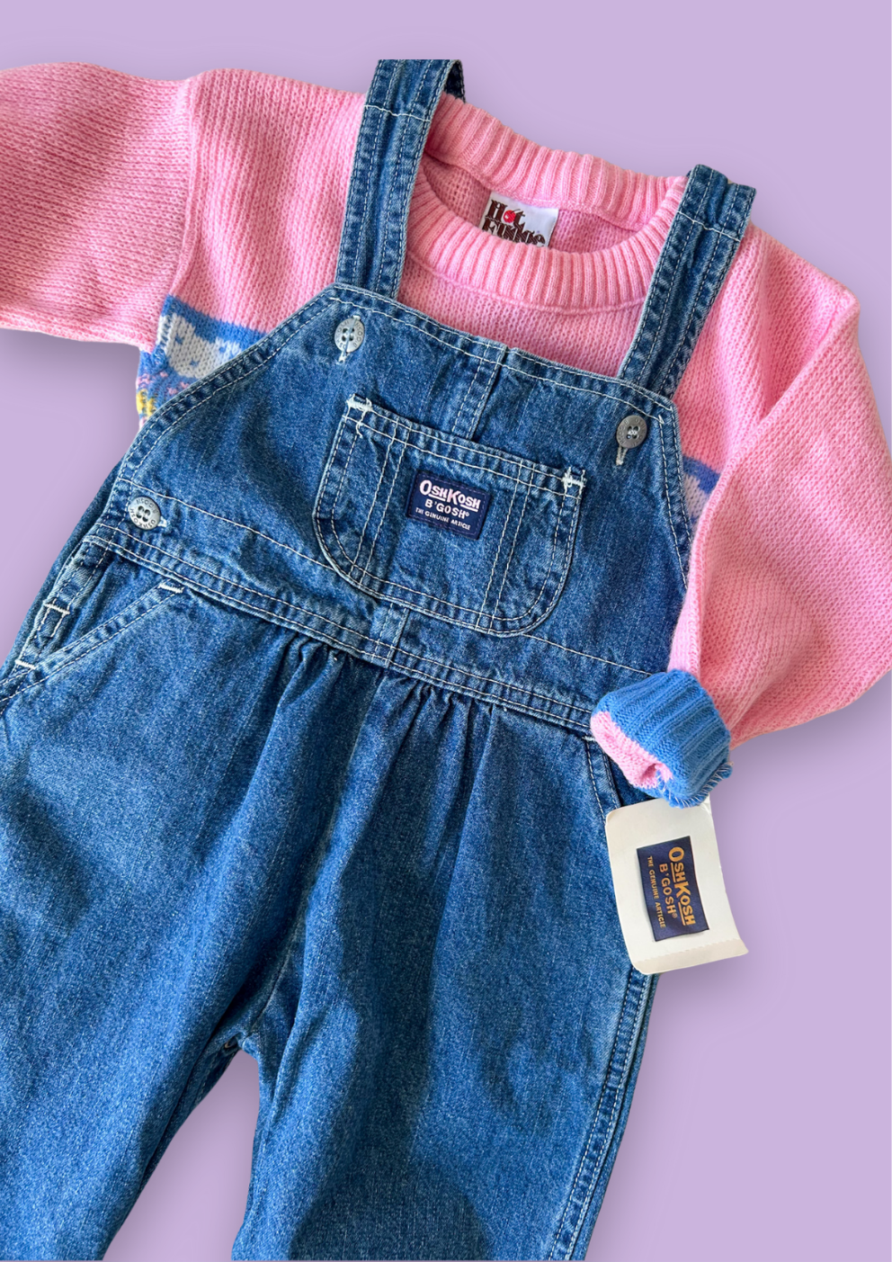 Vintage OshKosh Bubble Fit Denim Dungarees, approx 2 years