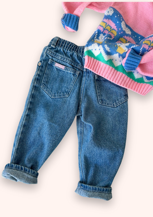 Vintage OshKosh Pink Label Jeans, approx 2-3 years