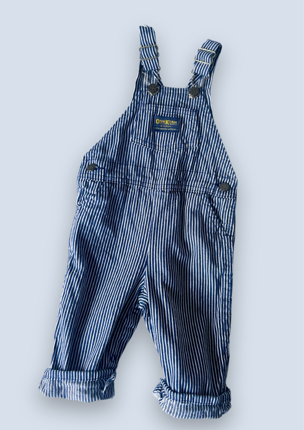 Vintage OshKosh Hickory Stripe Dungarees, approx 2 years