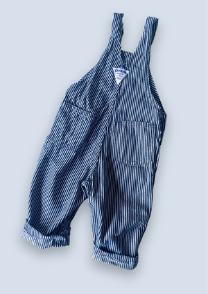 Vintage OshKosh Hickory Stripe Dungarees, approx 2 years