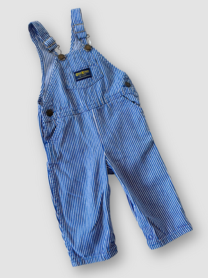 Vintage OshKosh Hickory Stripe Dungarees, approx 12-18 months