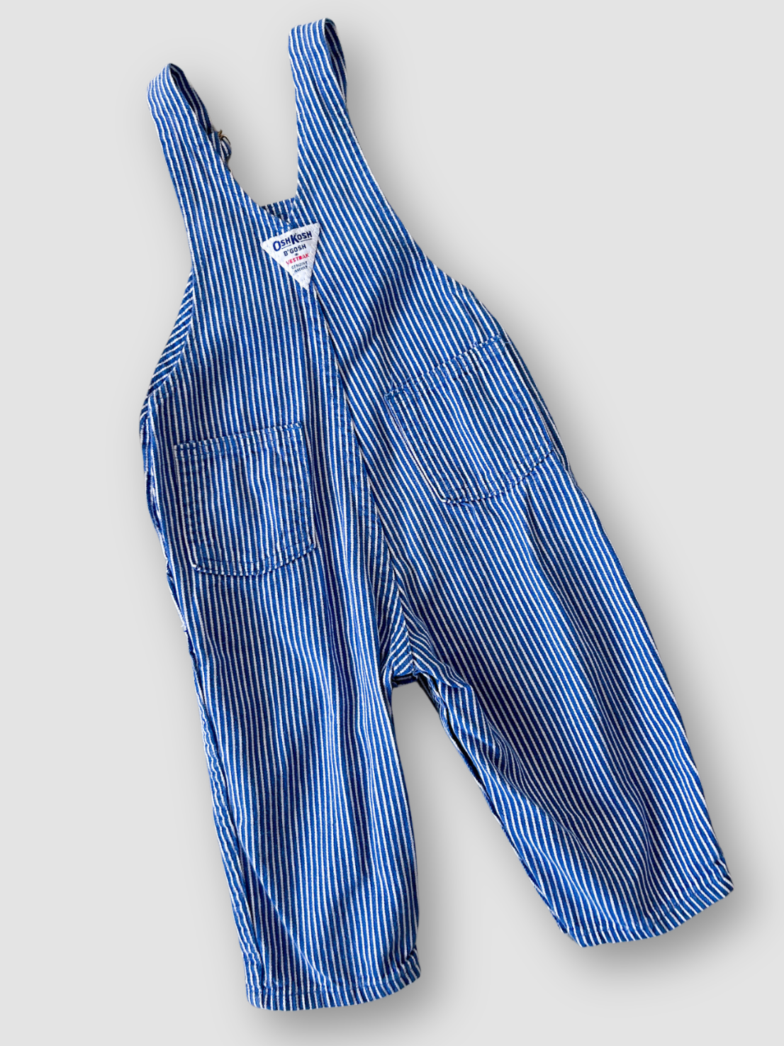 Vintage OshKosh Hickory Stripe Dungarees, approx 12-18 months