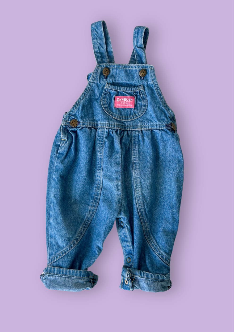 Vintage OshKosh Pink Label Dungarees, approx 12-18 months