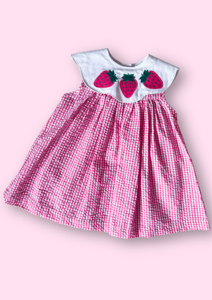 Vintage Strawberry Collar Dress, approx 2-3 years