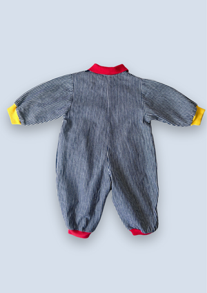 Vintage Hickory Stripe Primary Colour Romper, approx 12m