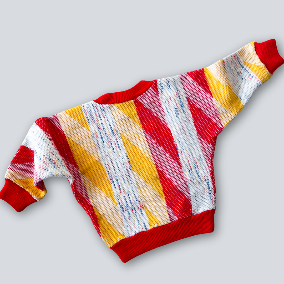 Vintage Red Geometric Jumper, approx 1-2 years