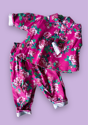 Vintage Flower Print Trousers & Jacket, approx 2-4yrs