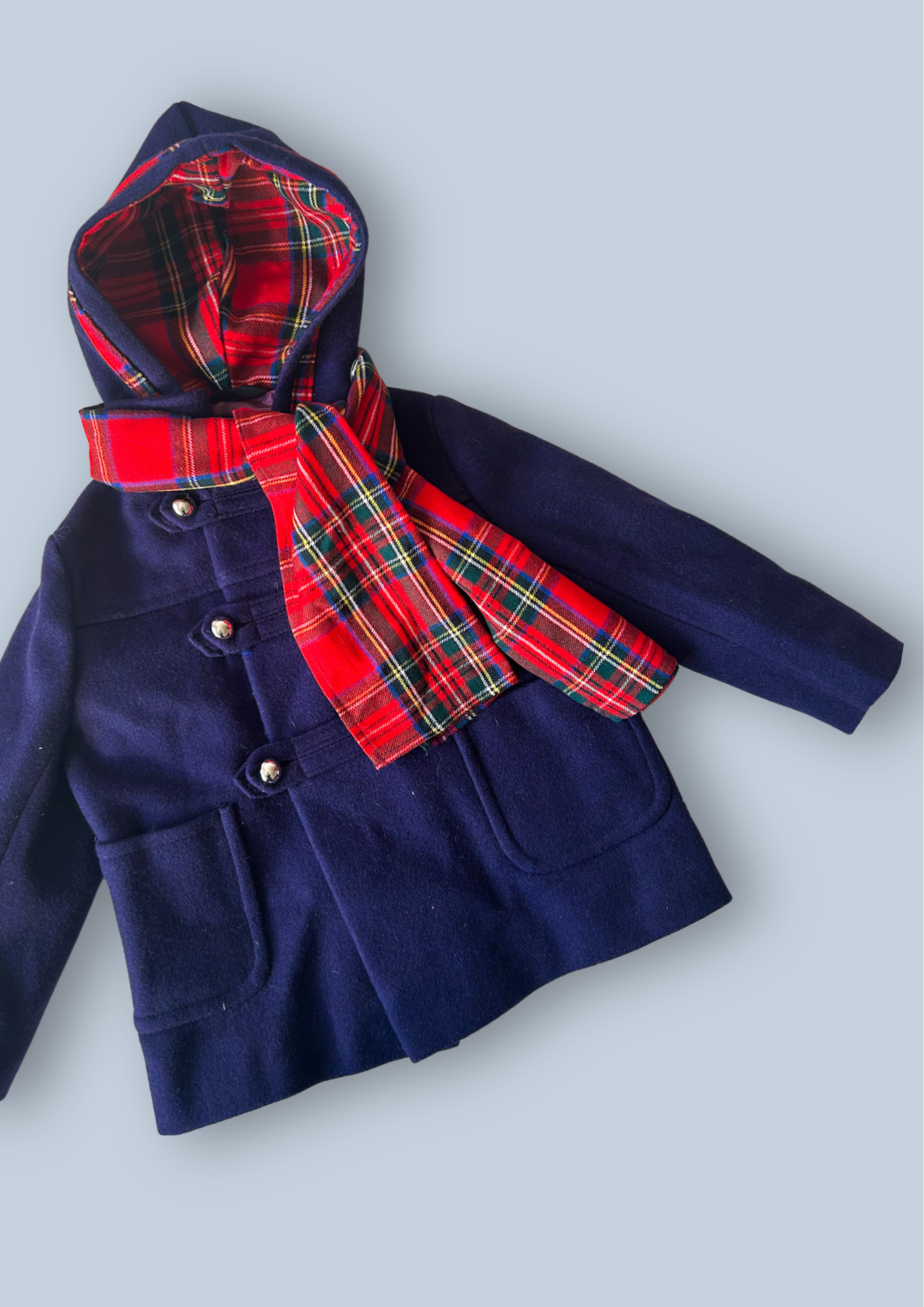 Vintage Navy Coat With Removable Scarf, approx 3-5 years