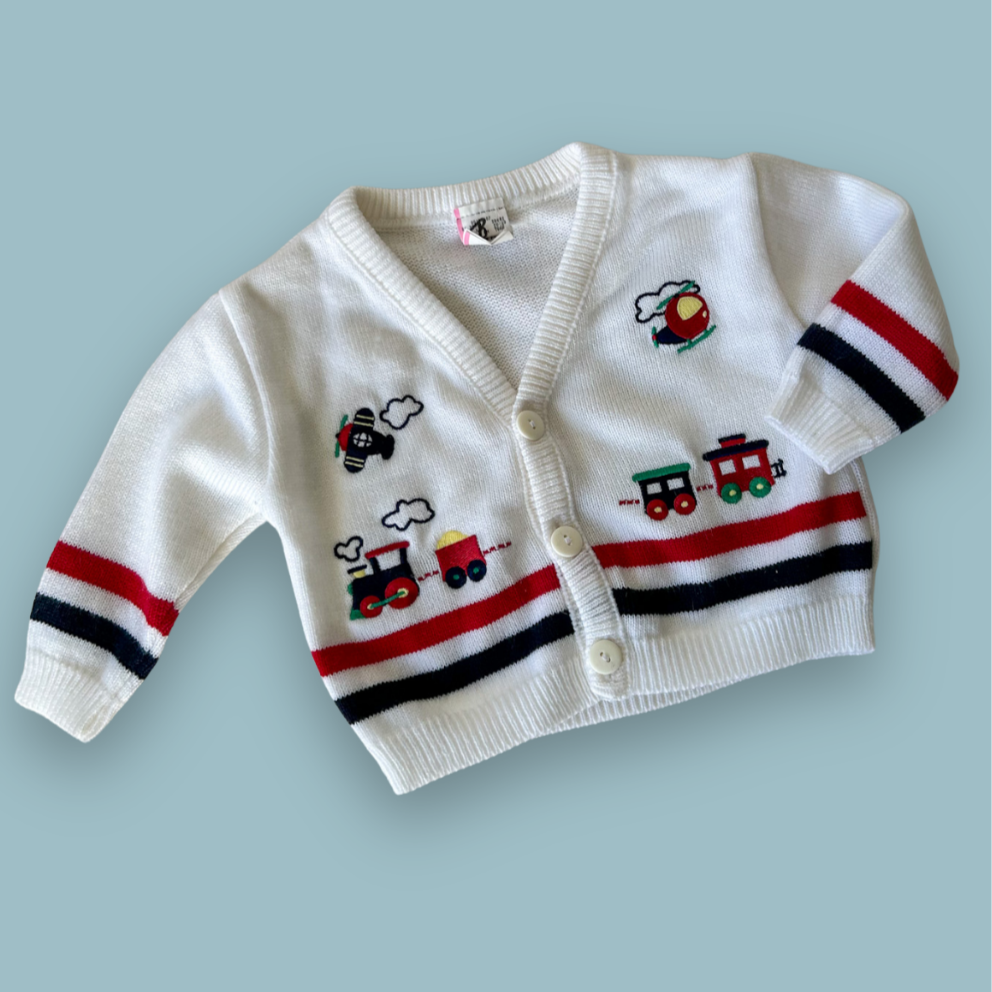 Vintage Transport Cardigan, approx 6-12 months