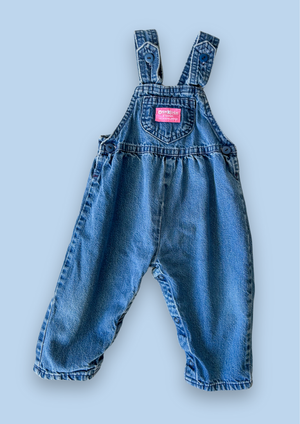 Vintage OshKosh Bow Back Denim Dungarees, approx 12 months