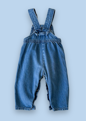 Vintage OshKosh Bow Back Denim Dungarees, approx 12 months