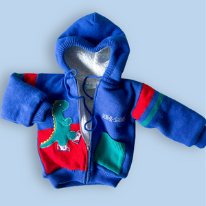 Vintage Fleece Lined Knit Dino Jacket, approx 2-3 years