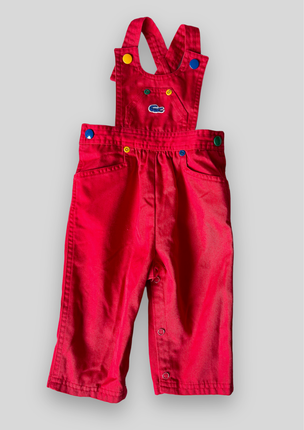 Vintage Lacoste Red Dungarees, approx 9-12m