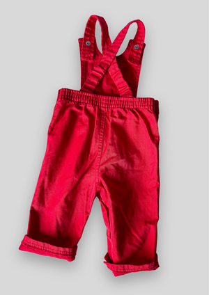 Vintage Lacoste Red Dungarees, approx 9-12m