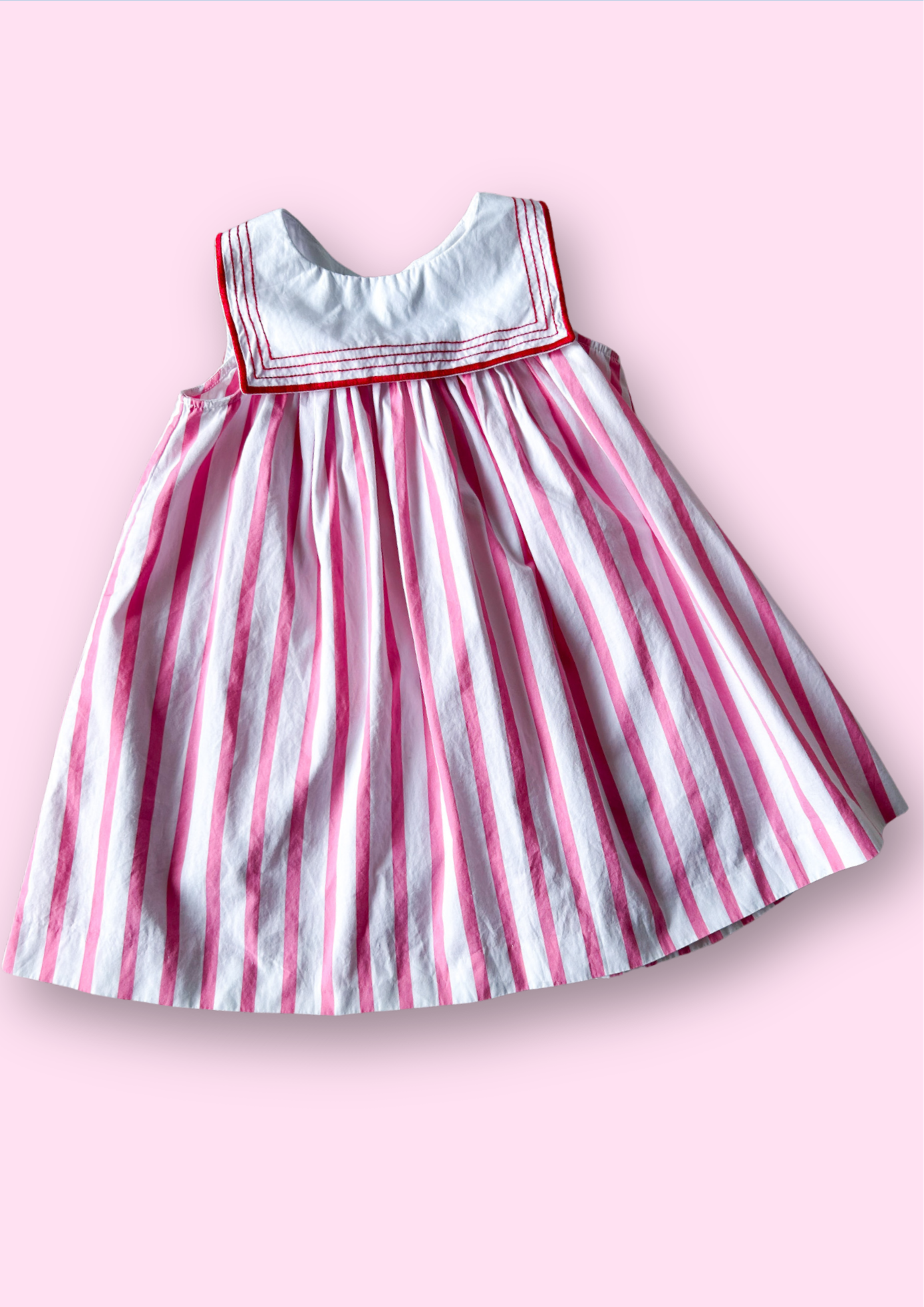 Vintage Stripe Sailor Collar Dress, approx 2-3 years