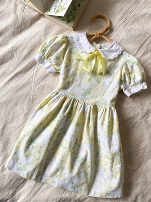Vintage Yellow Floral Collar Dress, approx 3 years