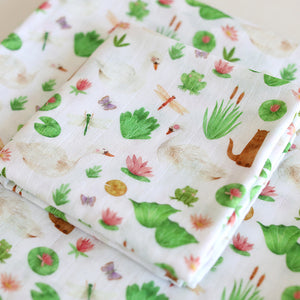 Cotton Muslin Swaddle Blanket, River Life